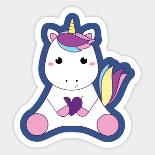 Baby unicorn and heart 1 Sticker